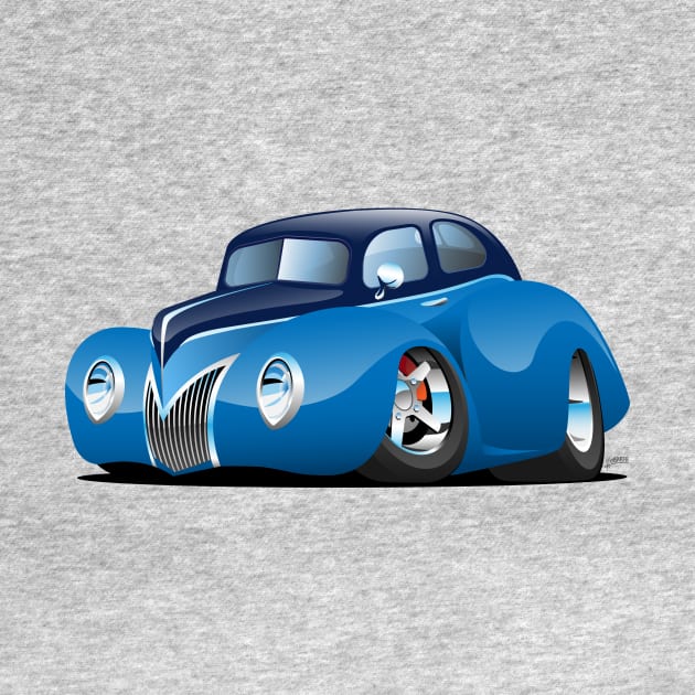 30's American Street Rod Custom Coupe Cartoon by hobrath